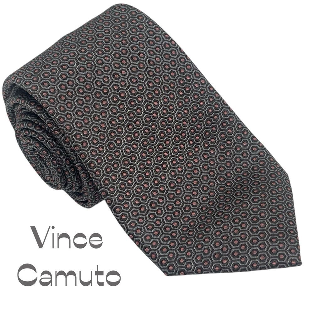 Vince Camuto Gray Pink Silk Blend Office Career Necktie NWOT